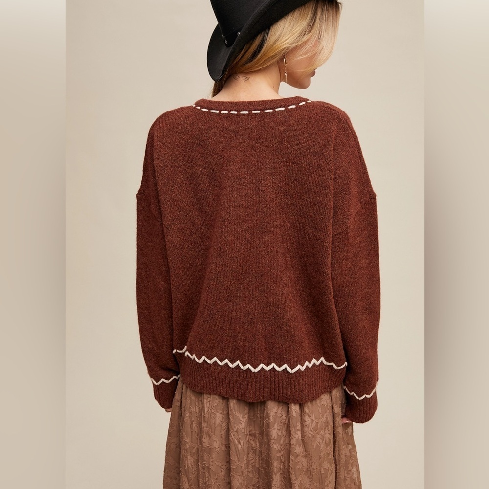 Listicle Floral Embroidered Knit Sweater - Picture 3 of 4